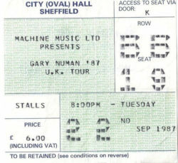 Sheffield Ticket 1987